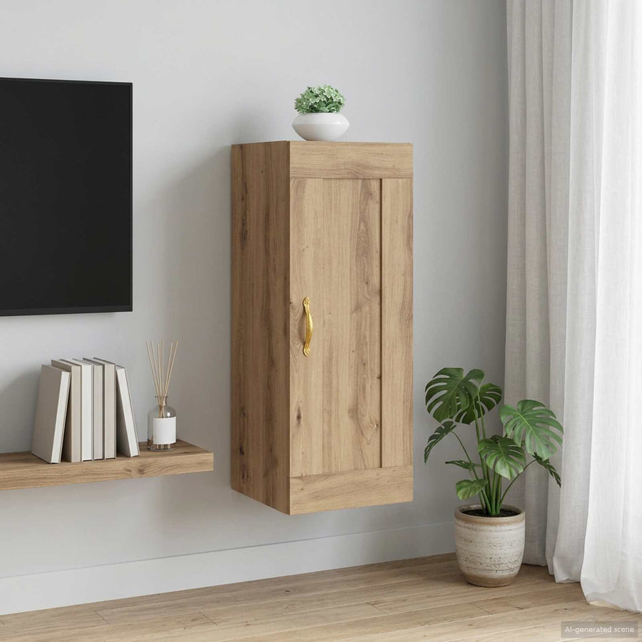 Wandkast Artisanaal eiken 34,5 x 34 x 90 cm Bewerkt hout