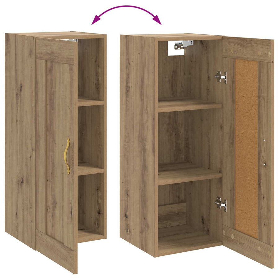 Wandkast Artisanaal eiken 34,5 x 34 x 90 cm Bewerkt hout