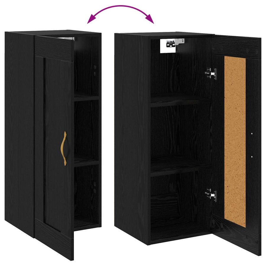 Wandkast Zwart eiken 34,5 x 34 x 90 cm Bewerkt hout
