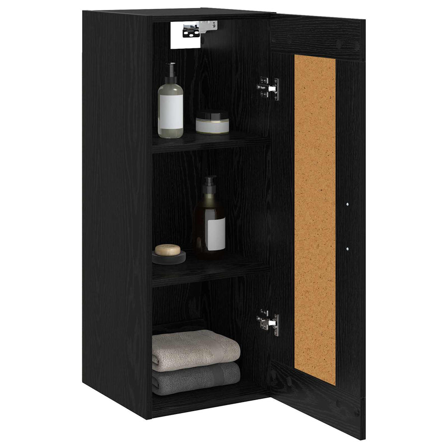 Wandkast Zwart eiken 34,5 x 34 x 90 cm Bewerkt hout