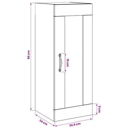 Wandkast Zwart eiken 34,5 x 34 x 90 cm Bewerkt hout