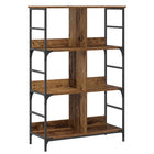 Boekenkast 4-laags 78,5 x 33 x 117,5 cm metaal PB Oud hout