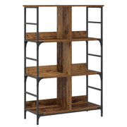 Boekenkast 4-laags 78,5x33x117,5 cm metaal oud hout