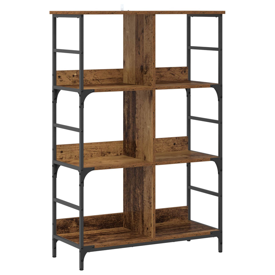 Boekenkast 4-laags 78,5 x 33 x 117,5 cm metaal PB Oud hout