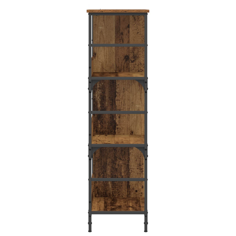 Boekenkast 4-laags 78,5 x 33 x 117,5 cm metaal PB Oud hout
