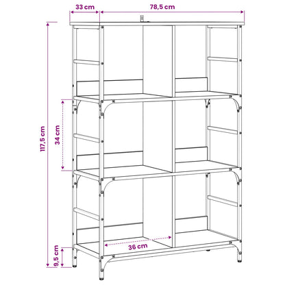 Boekenkast 4-laags 78,5 x 33 x 117,5 cm metaal PB