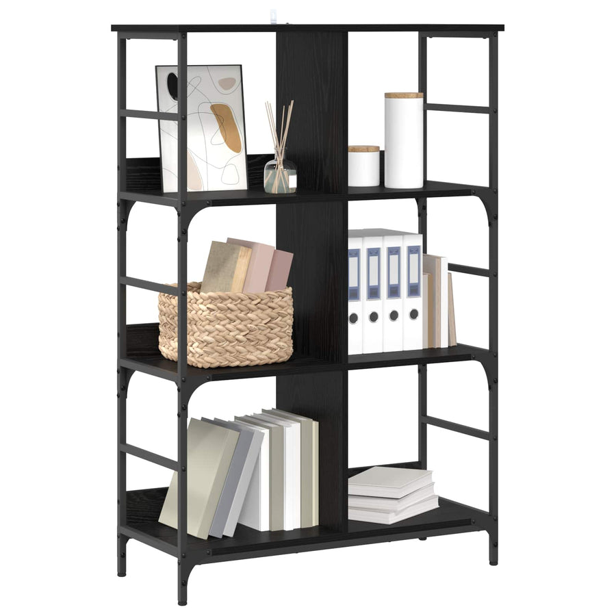 Boekenkast 4-laags 78,5 x 33 x 117,5 cm metaal PB Zwart eiken