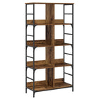 Boekenkast 4-laags 78,5 x 33 x 153 cm metaal PB Oud hout
