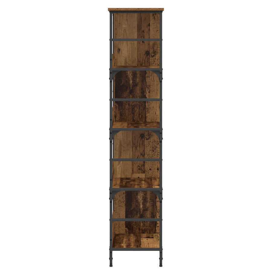 Boekenkast 4-laags 78,5 x 33 x 153 cm metaal PB Oud hout