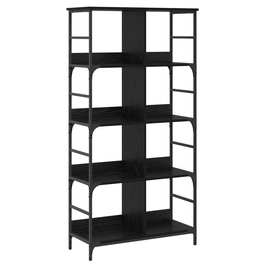 Boekenkast 4-laags 78,5 x 33 x 153 cm metaal PB Zwart eiken