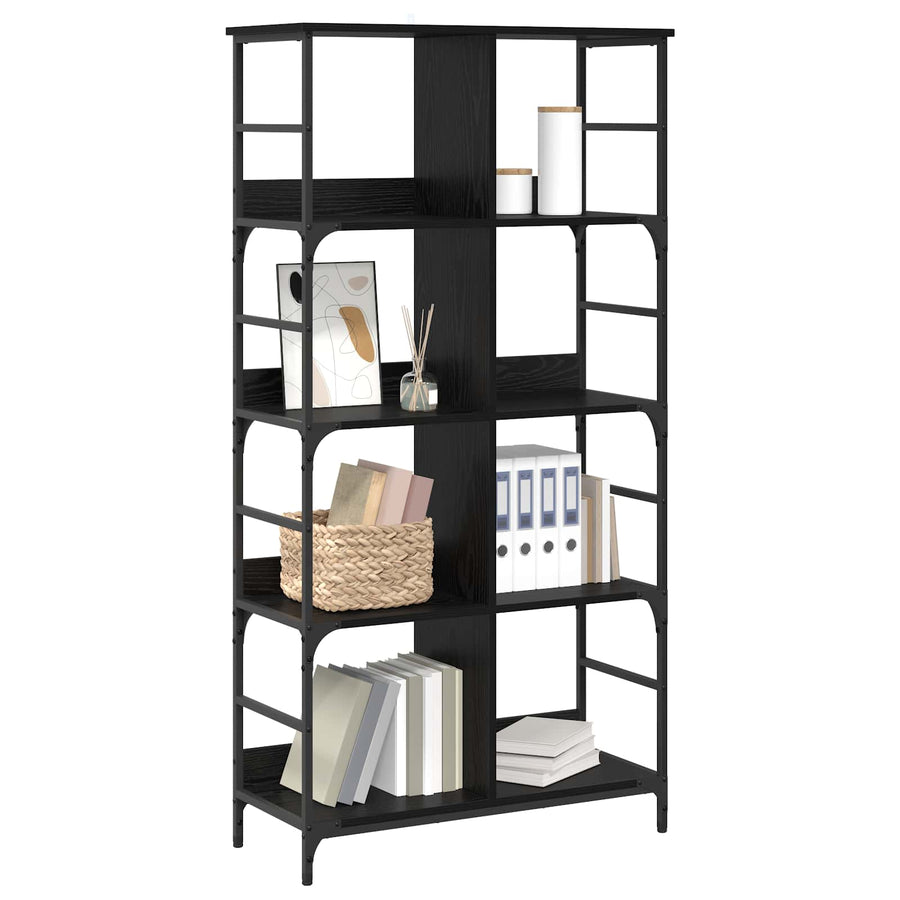 Boekenkast 4-laags 78,5 x 33 x 153 cm metaal PB Zwart eiken