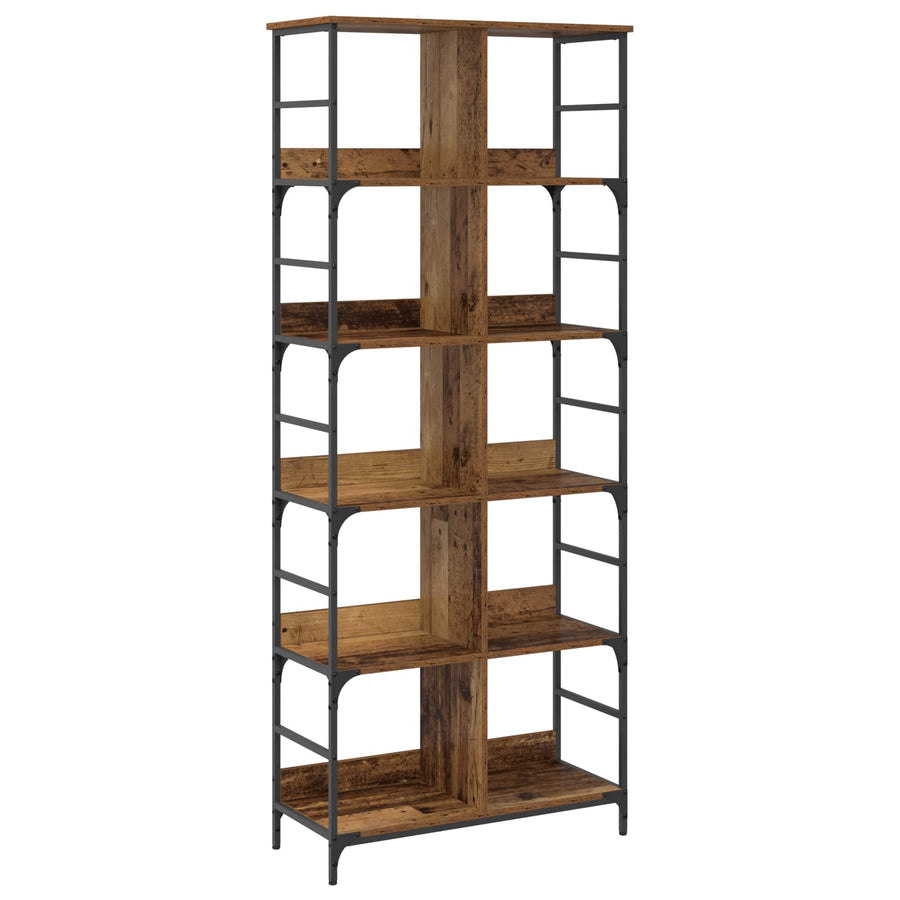 Boekenkast 4-laags 78,5 x 33 x 188,5 cm metaal PB Oud hout
