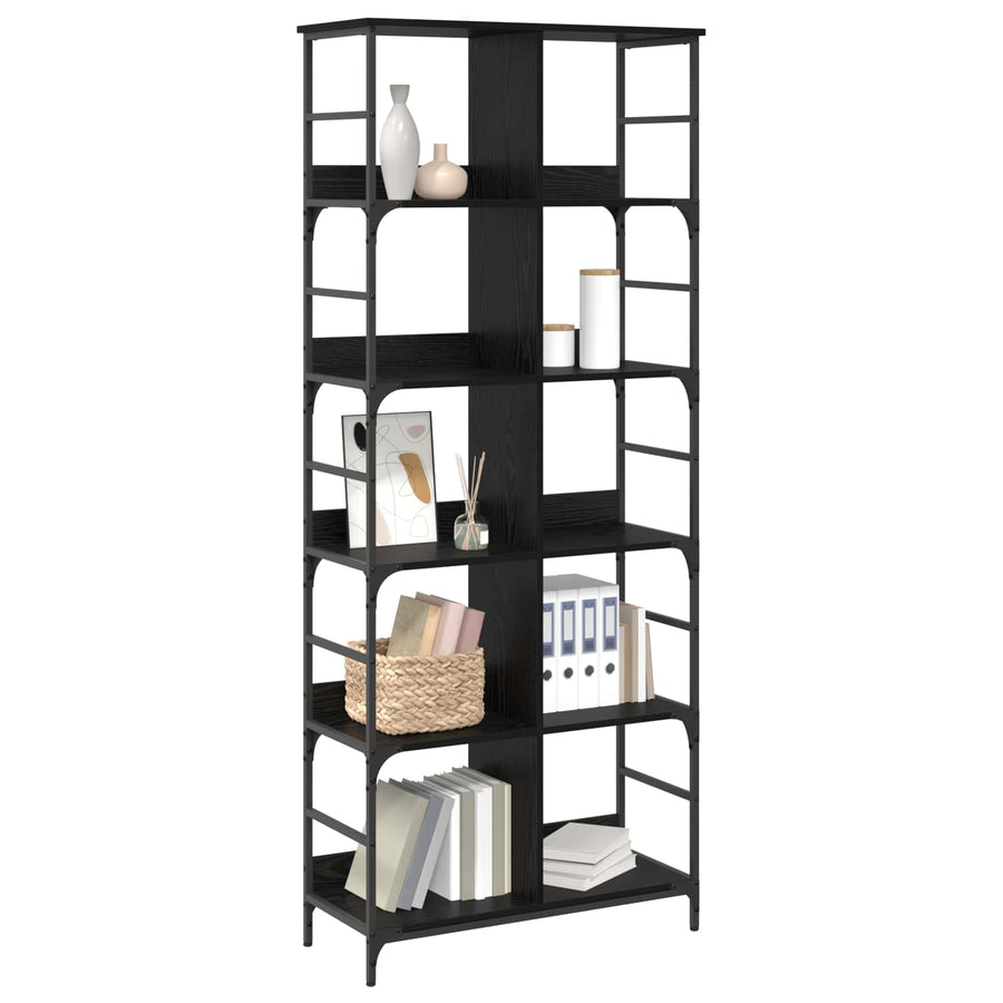 Boekenkast 4-laags 78,5 x 33 x 188,5 cm metaal PB Zwart eiken