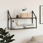 Wandplank 80x21x51 cm artisanaal eiken