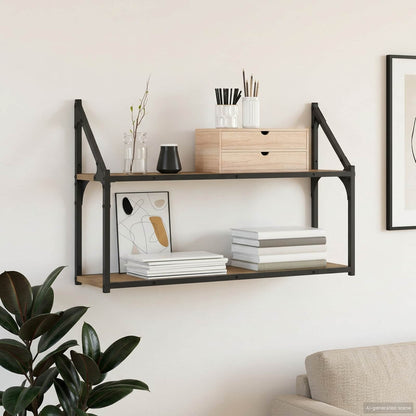 Wandplank Muurmontage Artisanaal eiken 80 x 21 x 51 cm