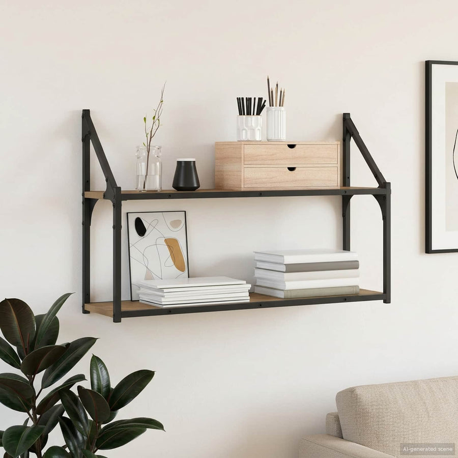 Wandplank Muurmontage Artisanaal eiken 80 x 21 x 51 cm