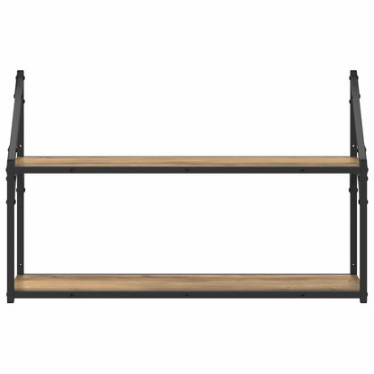Wandplank Muurmontage Artisanaal eiken 80 x 21 x 51 cm