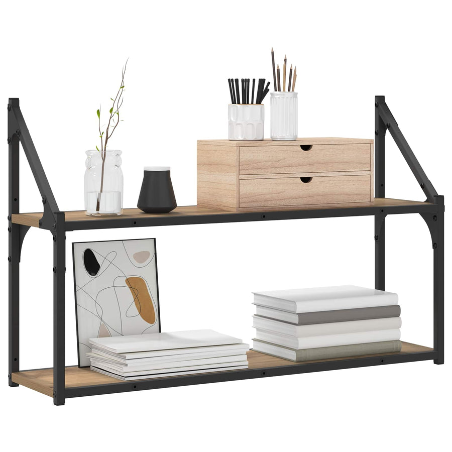 Wandplank Muurmontage Artisanaal eiken 80 x 21 x 51 cm