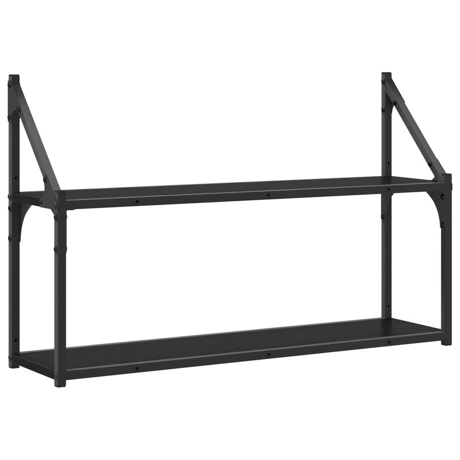 Wandplank Muurmontage Zwart eiken 80 x 21 x 51 cm metaal PB