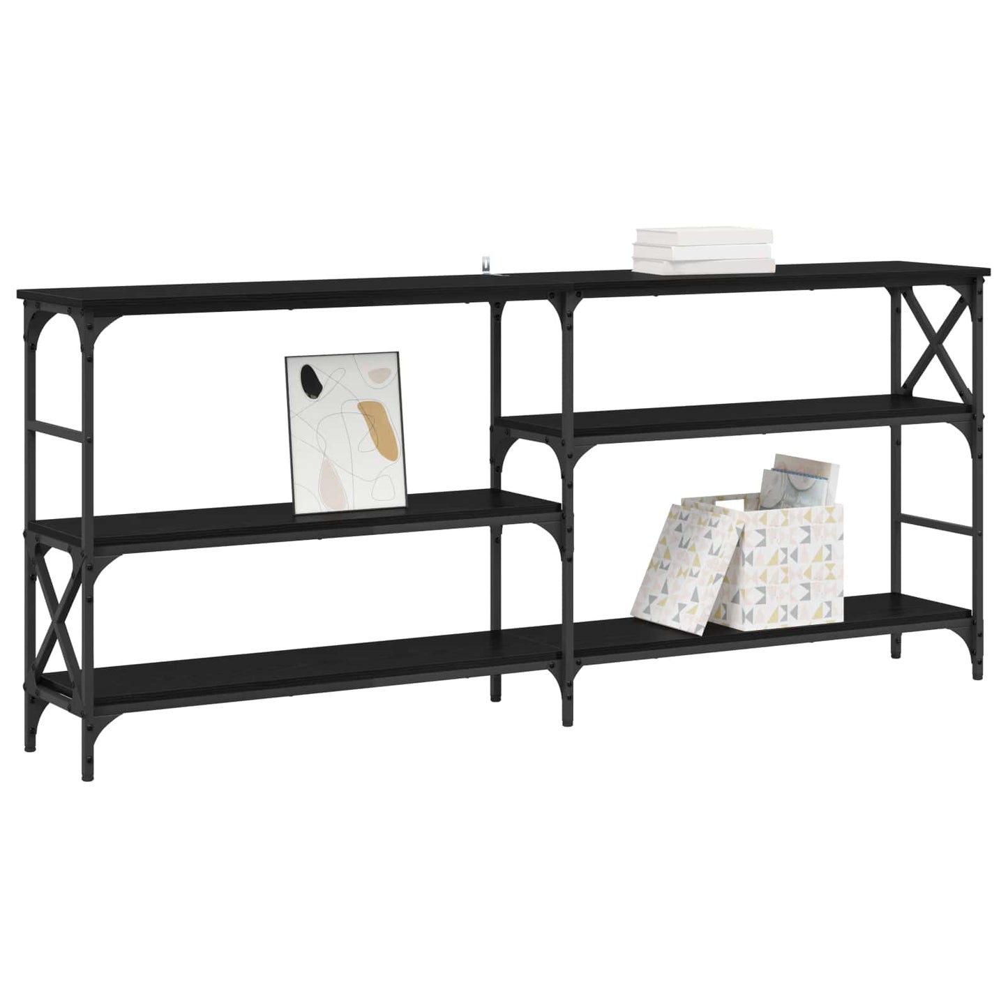 Wandtafel Zwart eiken 180 x 29 x 76,5 cm metaal PB