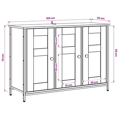 Dressoir Oud hout 100 x 35 x 70 cm Bewerkt hout