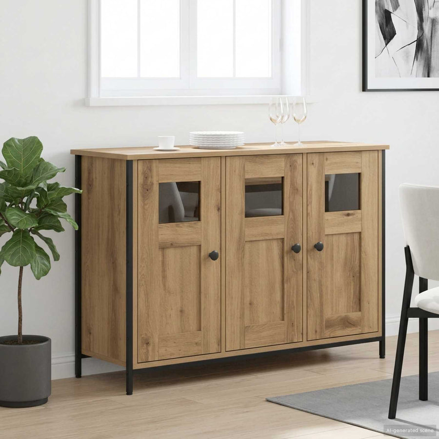 Dressoir Artisanaal eiken 100 x 35 x 70 cm Bewerkt hout