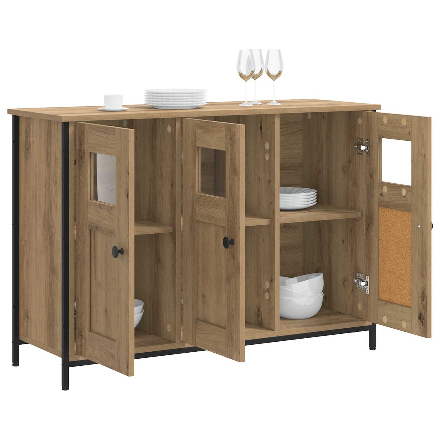 Dressoir Artisanaal eiken 100 x 35 x 70 cm Bewerkt hout