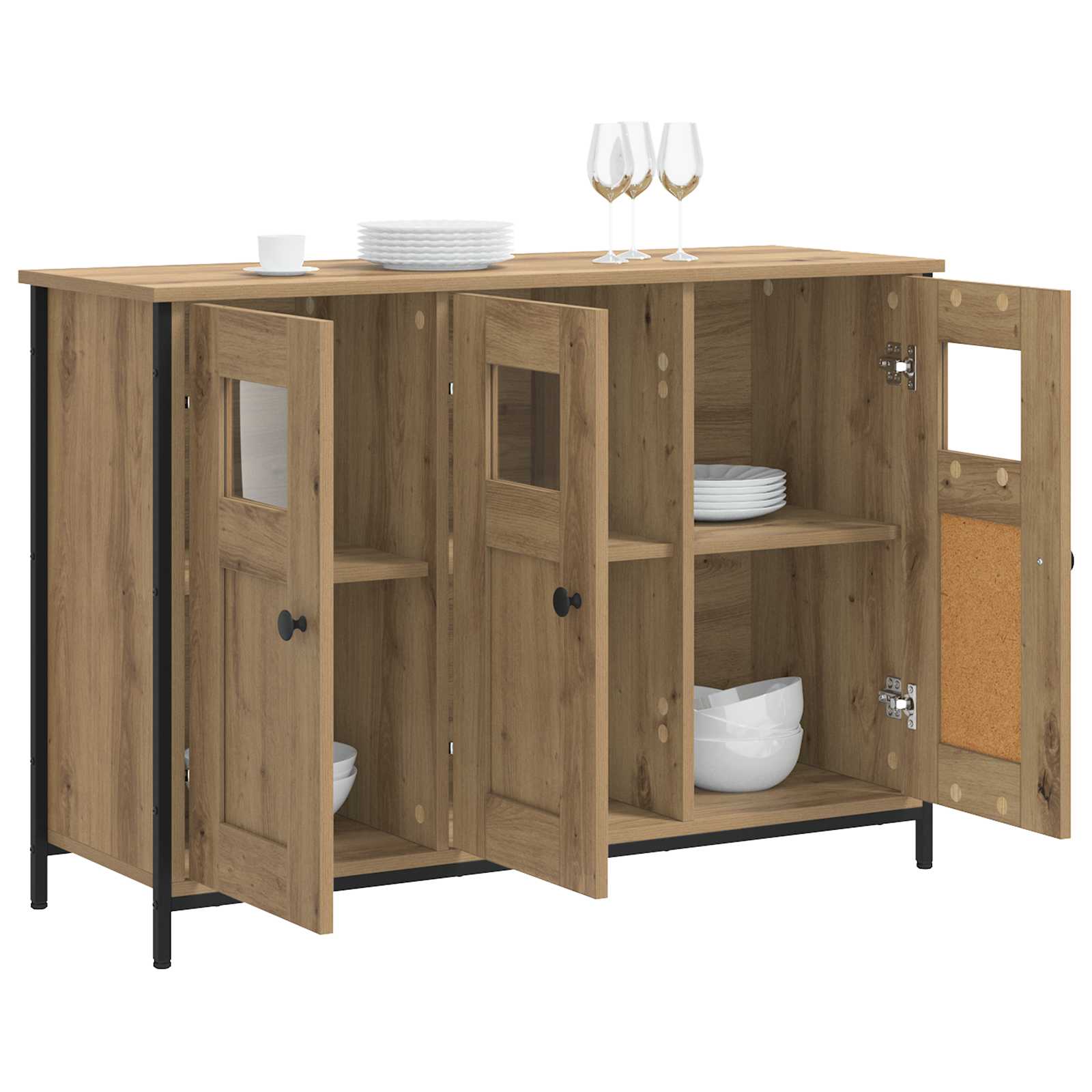 Dressoir Artisanaal eiken 100 x 35 x 70 cm Bewerkt hout