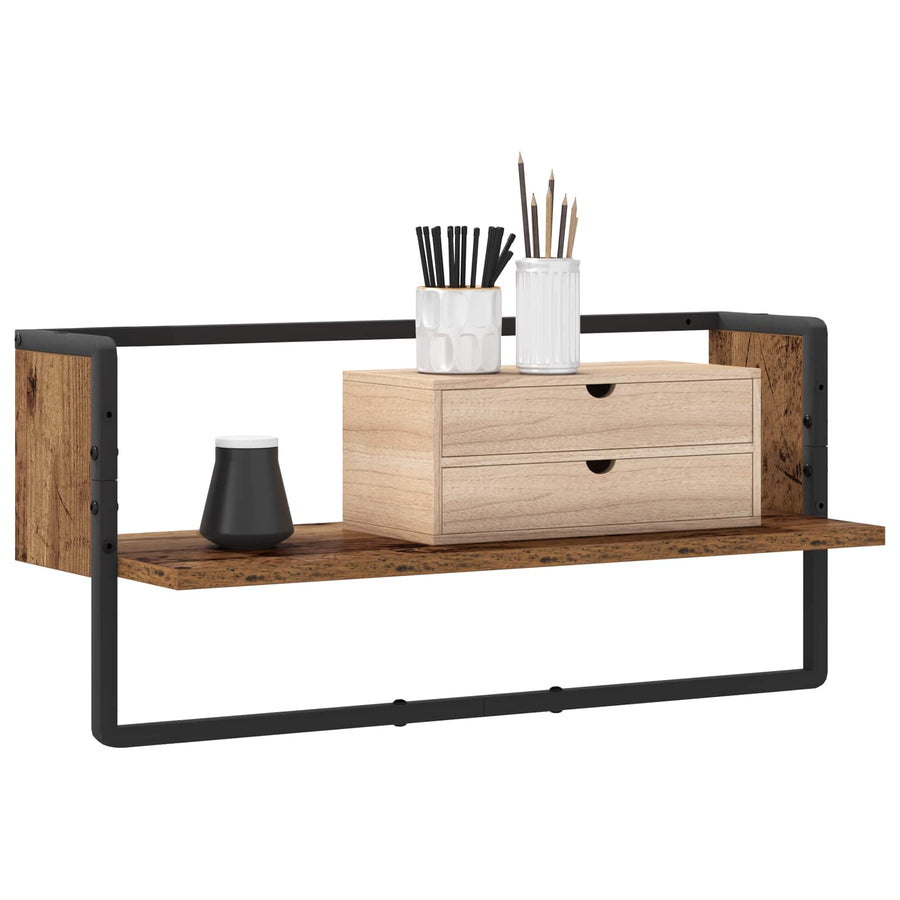 Wandplank Muurmontage Oud hout 65 x 25 x 30 cm metaal PB