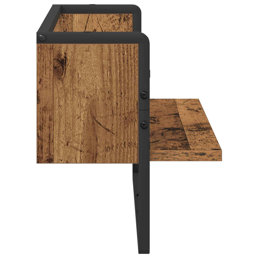 Wandplank Muurmontage Oud hout 65 x 25 x 30 cm metaal PB