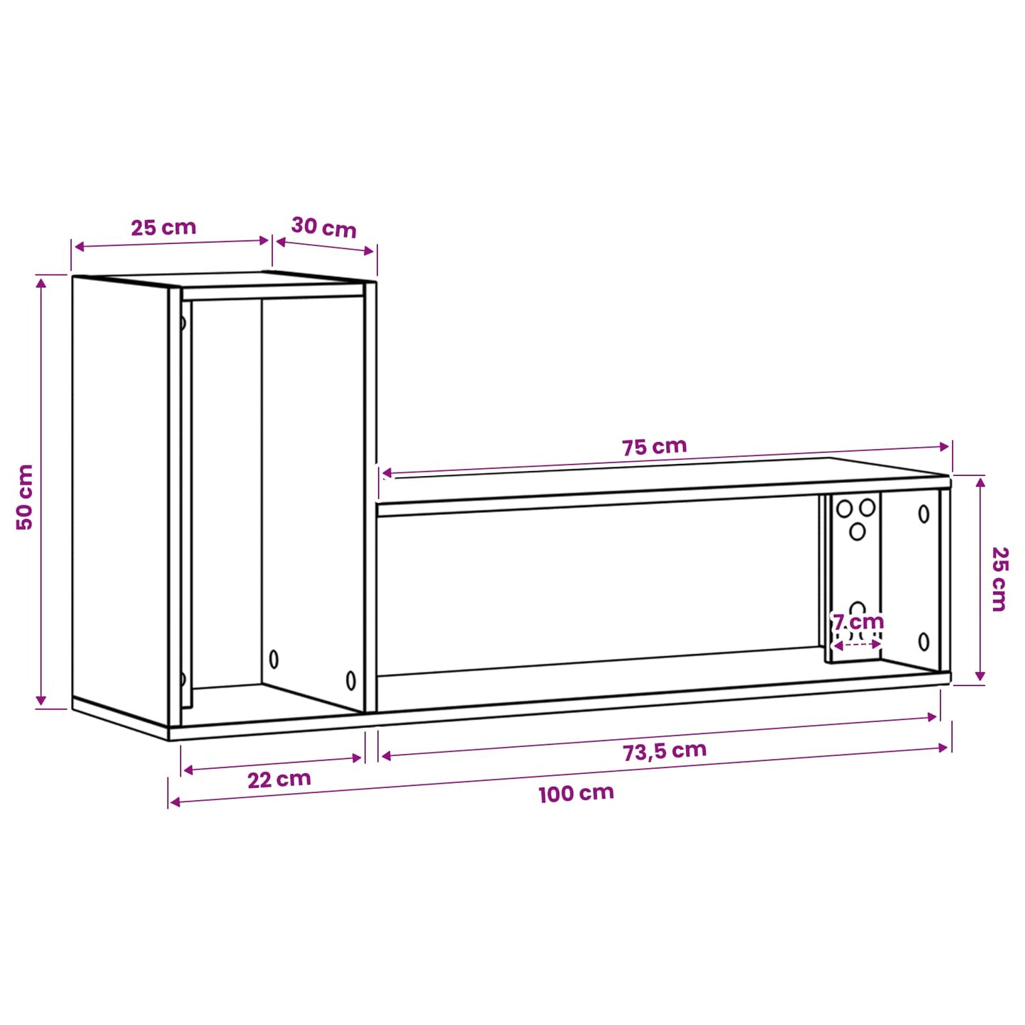 TV-kast 100 x 30 x 50 cm Oud hout Bewerkt hout