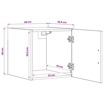 Wandkast Zwart eiken 40 x 42,5 x 40 cm Bewerkt hout