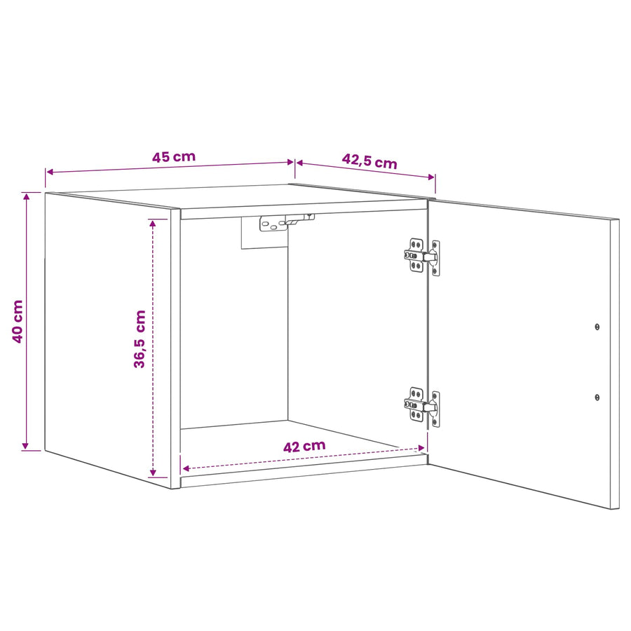 Wandkast Artisanaal eiken 45 x 42,5 x 40 cm Bewerkt hout