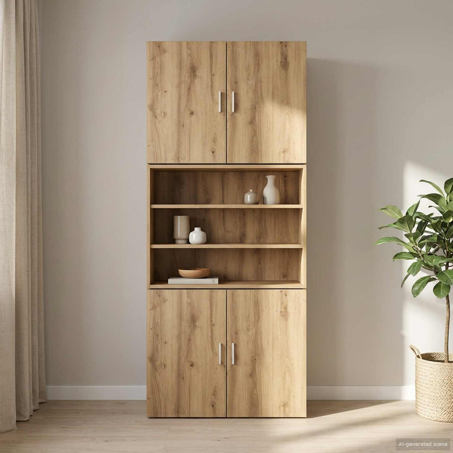 Wandkast Artisanaal eiken 80 x 42,5 x 64 cm Bewerkt hout
