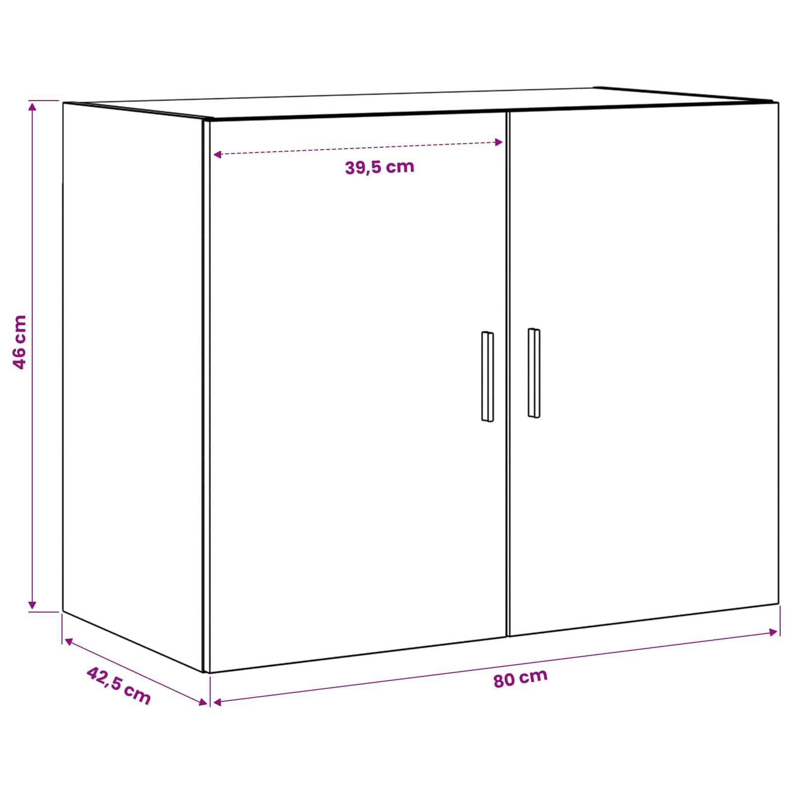 Wandkast Zwart eiken 80 x 42,5 x 64 cm Bewerkt hout