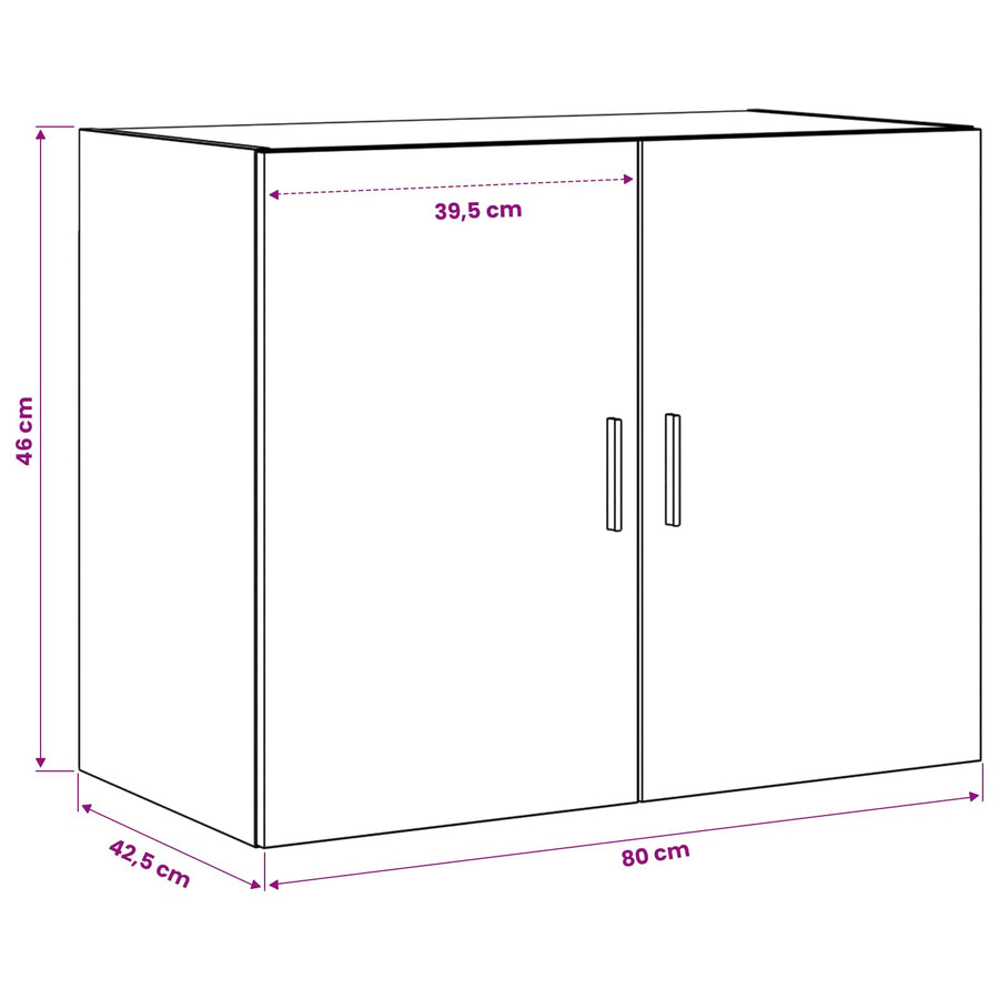 Wandkast Zwart eiken 80 x 42,5 x 64 cm Bewerkt hout