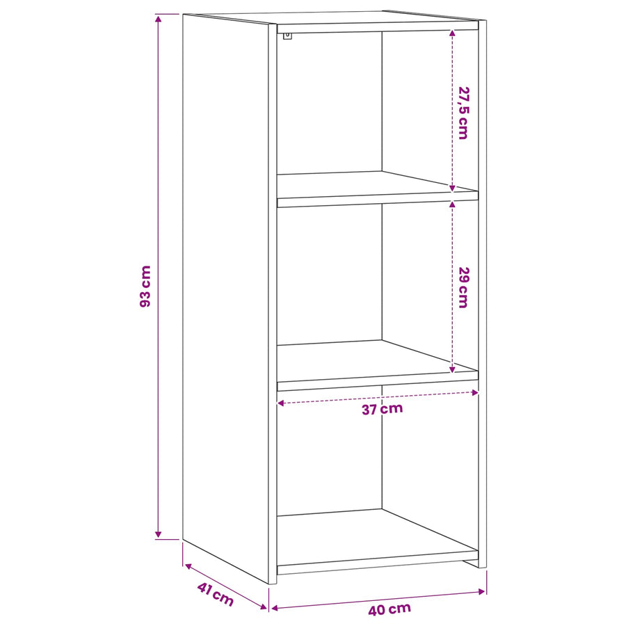Dressoir Zwart eiken 40 x 41 x 93 cm Bewerkt hout
