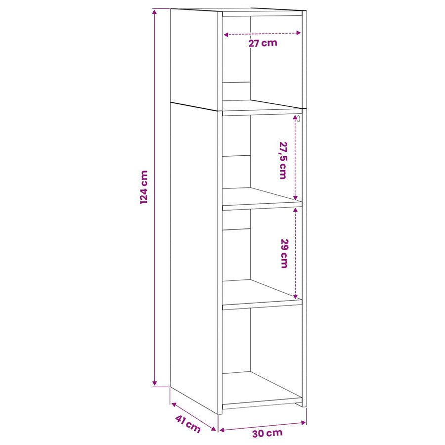 Hoge kast Oud hout 30 x 41 x 124 cm Bewerkt hout