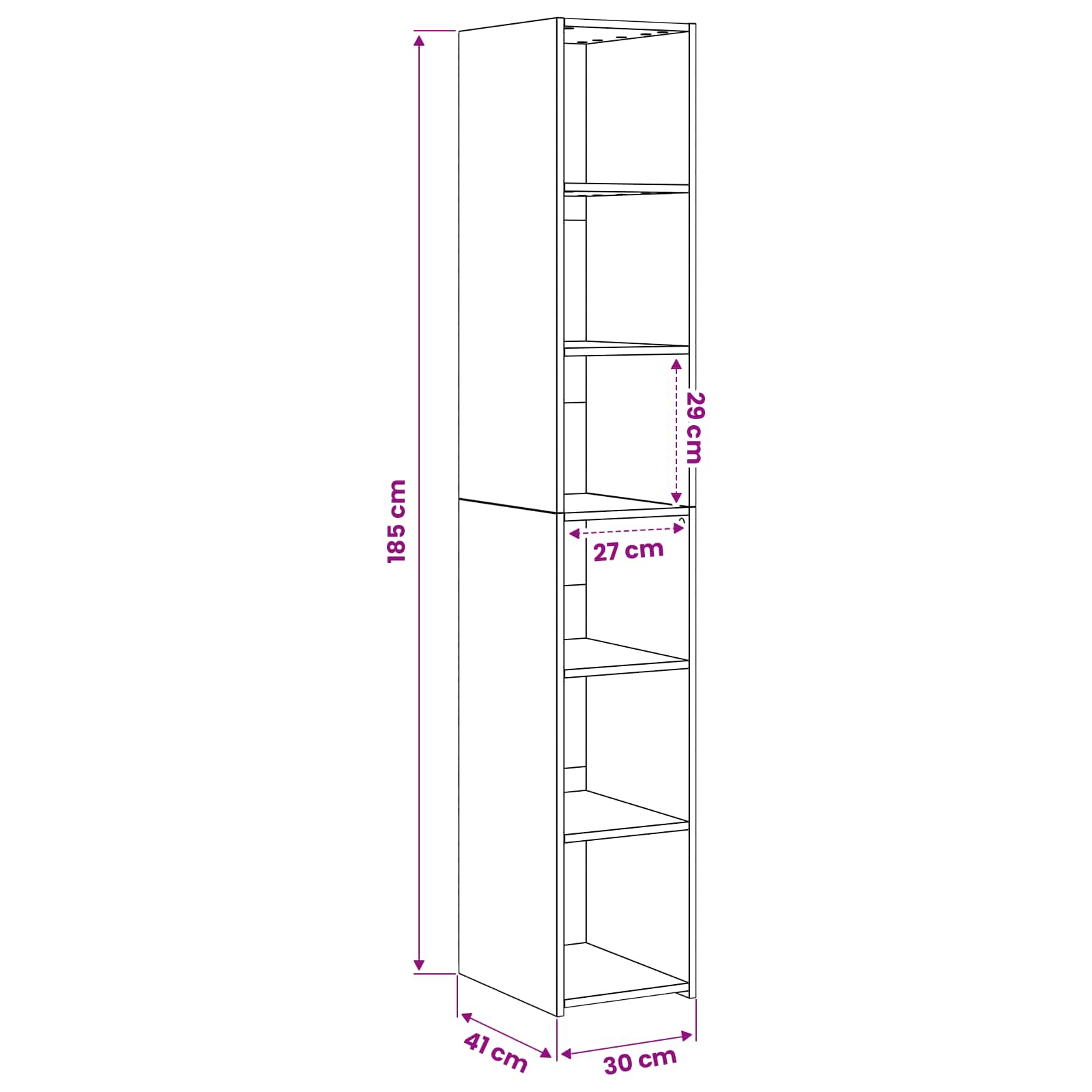 Hoge kast Artisanaal eiken 30 x 41 x 185 cm Bewerkt hout