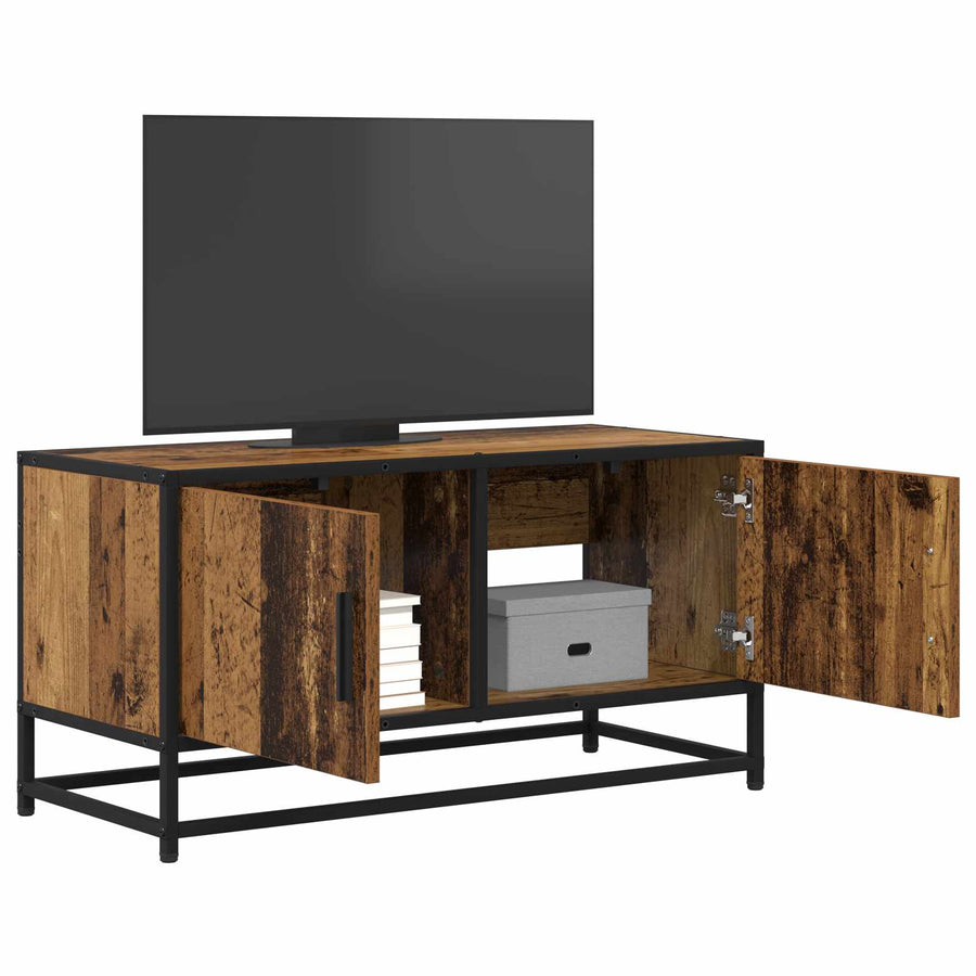 TV-kast 80 x 34,5 x 40 cm Oud hout Bewerkt hout
