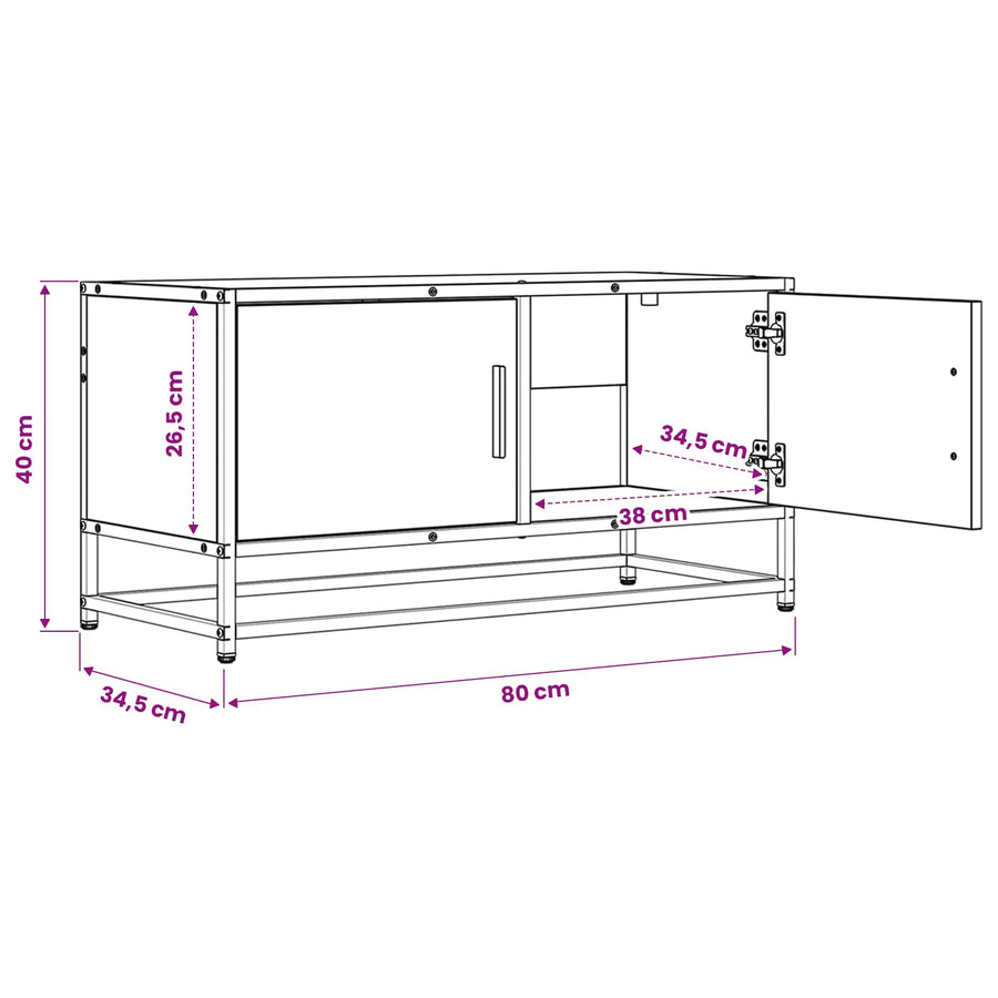 TV-kast 80 x 34,5 x 40 cm Oud hout Bewerkt hout