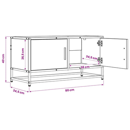 TV-kast 80 x 34,5 x 40 cm Artisanaal eiken Bewerkt hout