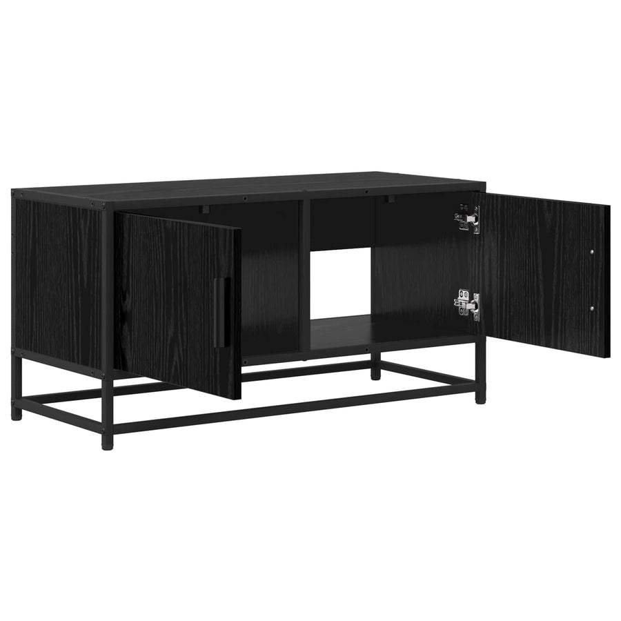 TV-kast 80 x 34,5 x 40 cm Zwart eiken Bewerkt hout