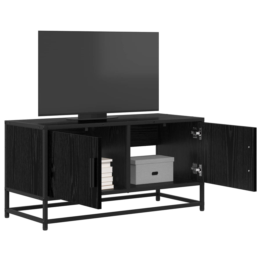 TV-kast 80 x 34,5 x 40 cm Zwart eiken Bewerkt hout