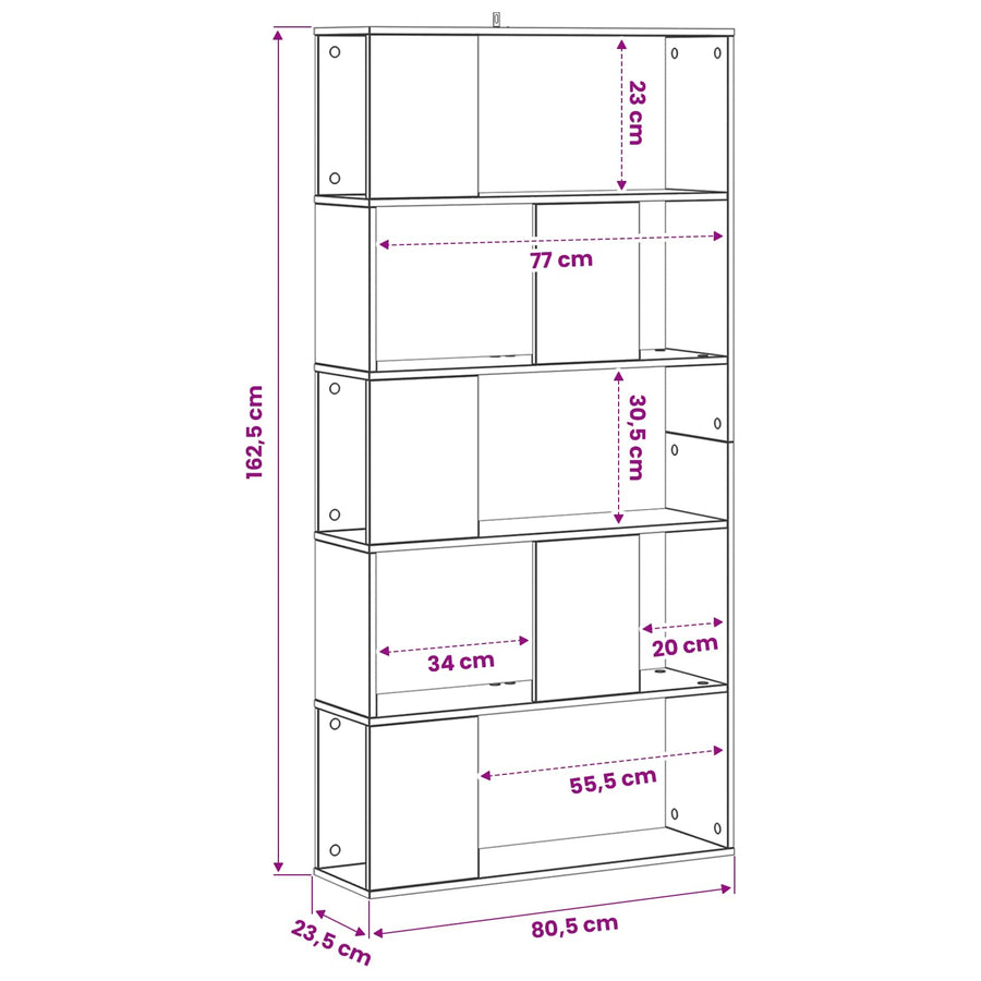 Boekenkast Zwart eiken 80,5 x 23,5 x 162,5 cm PB