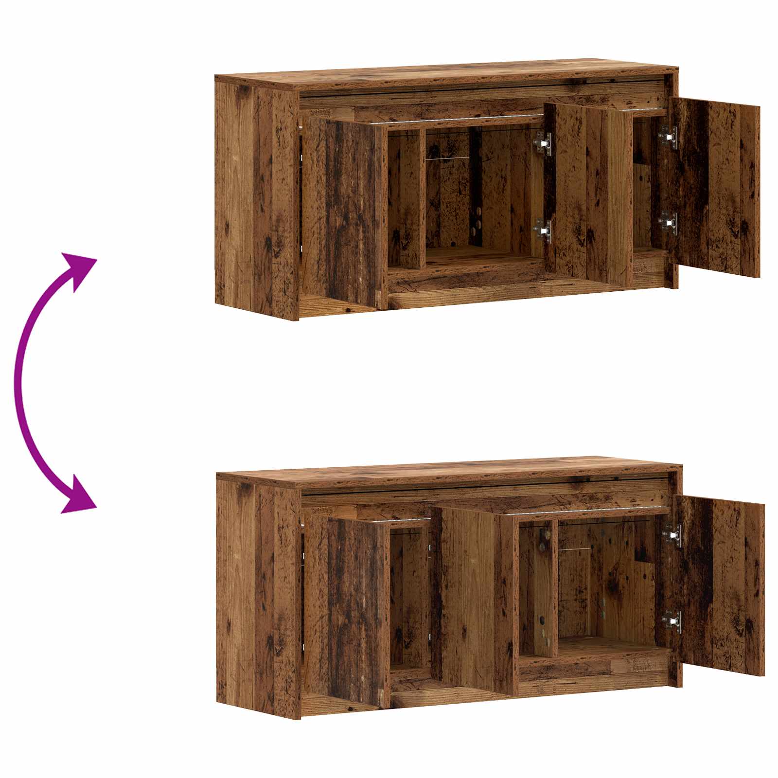TV-kast 100 x 34 x 50 cm Oud hout Bewerkt hout