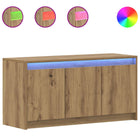 TV-kast 100 x 34 x 50 cm Artisanaal eiken Bewerkt hout