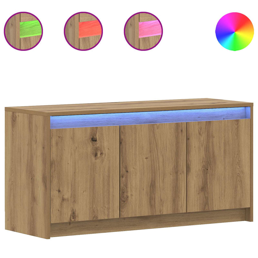 TV-kast 100 x 34 x 50 cm Artisanaal eiken Bewerkt hout