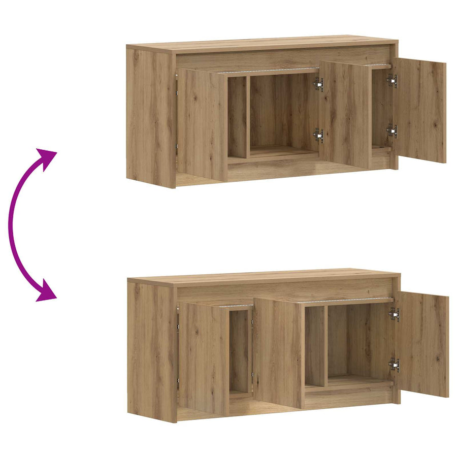 TV-kast 100 x 34 x 50 cm Artisanaal eiken Bewerkt hout
