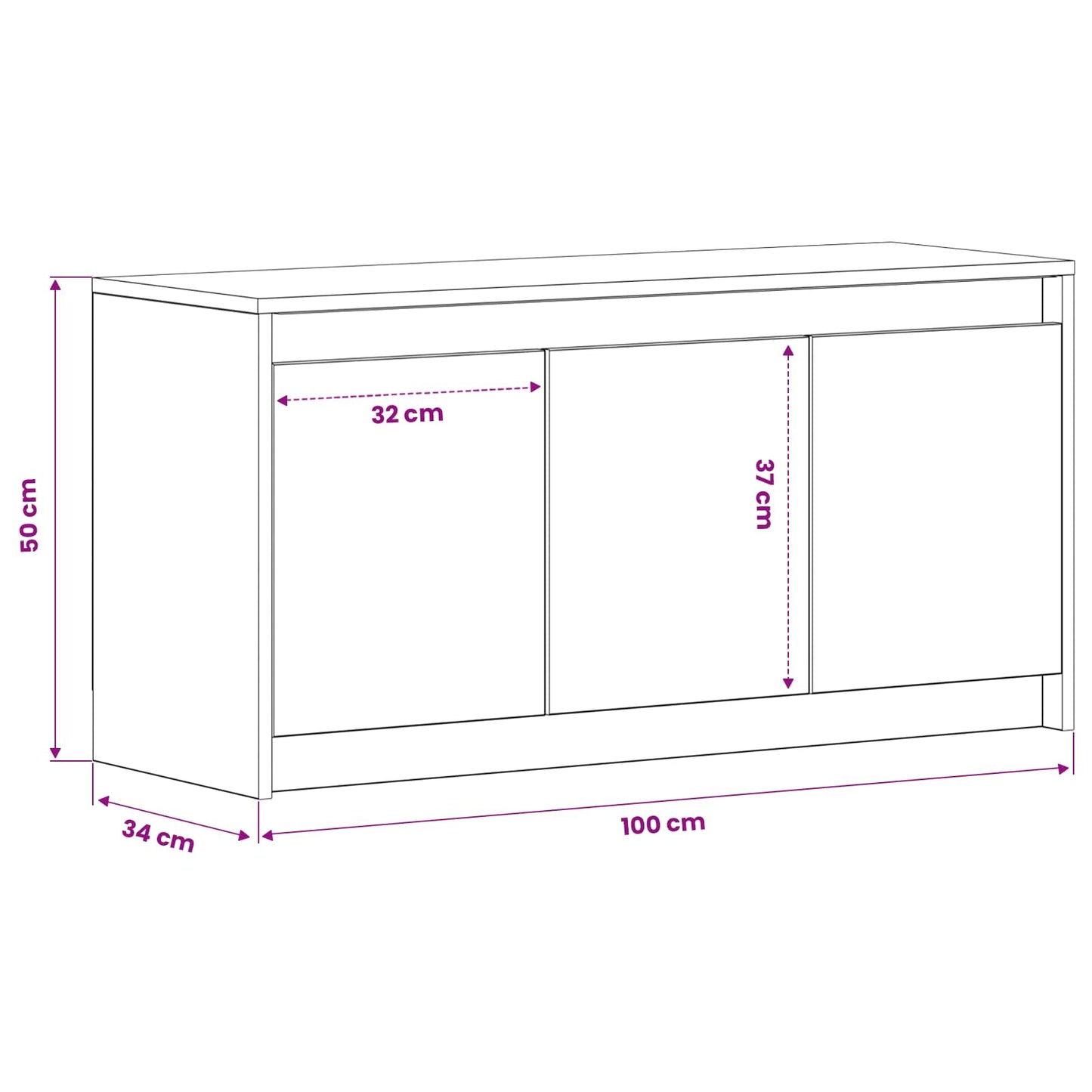 TV-kast 100 x 34 x 50 cm Artisanaal eiken Bewerkt hout